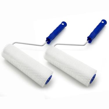 Imagem de Rolo pontiagudo para piso de látex de 22 cm para piso de epóxi, ferramenta de remoção de bolhas de rolo composto de betonilha (2 rolos + 2 quadros)