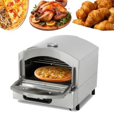 Imagem de Forno de pizza comercial de bancada de 2000 W, forno elétrico de pizza crocante de aço inoxidável com alça, aquece até 660 ° F, quesadillas, omeletes e muito mais, adequado para cozinhar