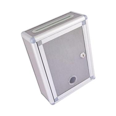 Imagem de ＫＬＫＣＭＳ Caso de sugestão de montagem na parede com caixa de poste chave 8x3.7x11 polegada caixa de votação multifuncional para o centro do cliente leve, Slot superior