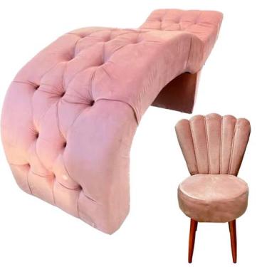 Imagem de Maca Para Estética Luxo com Cadeira Pétala Veludo Rose - Sard