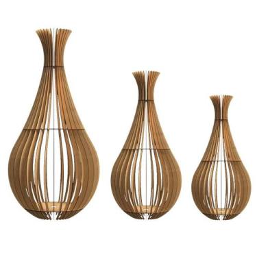 Imagem de Luminária de Chão GOTAS DE ORVALHO MDF Luminária - CORALISA, MDF CRU, 