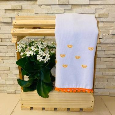 Imagem de Pano de Prato Copa Master Bordado Laranja com Pompom Laranja - Pano e 