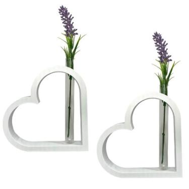 Imagem de Kit 2 Vasos Coração Tubo de Vidro Decoração Criativa - Sttark, Branco