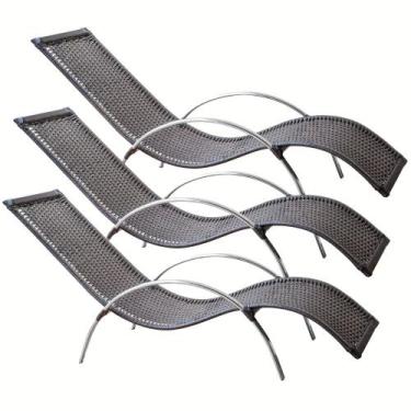 Imagem de Kit 3 Espreguiçadeiras ilha do Mel Alumínio Fixa Fibra - Panero Móveis