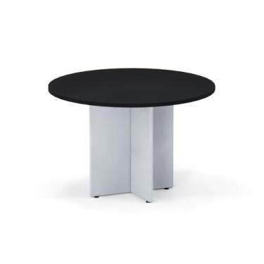 Imagem de Mesa Reunião Redonda Pé Painel P25 Pandin 1,10 M Preto e Cinza