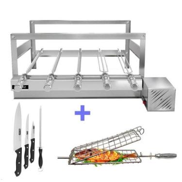 Imagem de Churrasqueira Giratória Grill Inox Gira Soft Grill 5 Espetos + Espeto 