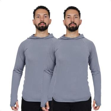Imagem de Kit 2 Camisa Segunda Pele Masculina Térmica Frio Capuz Uv50 - USUP, Ci