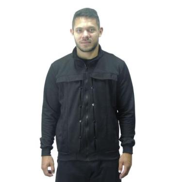 Imagem de Blusa de Moletom Com Ziper Jaqueta Bolsos Sem Capuz Condi - Relaxado, 