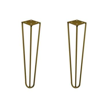 Imagem de Kit 2 Pés de Metal 30 CM Hairpin Legs Mesa de Canto Rack e Puffs Doura