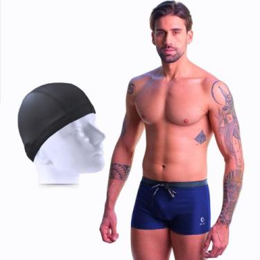 Imagem de Kit Sunga Boxer Masculina Com Touca de Natação Cobre Orelha - SIGMA, M