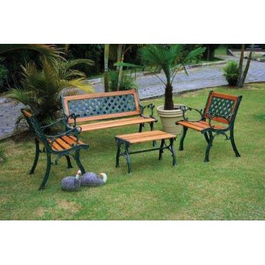 Imagem de Conjunto de Mesa Texas em Alumínio Fundido e Madeira Unifer Móveis