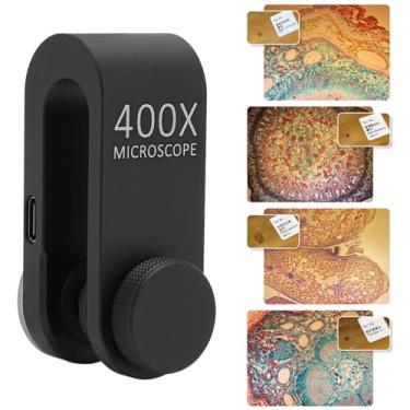 Imagem de Lente de Microscópio para Telefone 400X, Microlente para Smartphone Portátil Com Braçadeira e Luz LED, Mini Microscópio Digital de Bolso para Fabricação de Joias Eletrônicas de