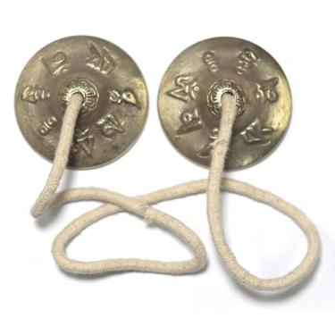 Imagem de Sino de meditação tibetano Manjeera Tingsha, sinos, pratos, meditação budista, sinos de ioga pequenos, símbolo auspicioso (Manjeera-09)