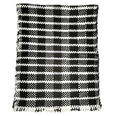 Imagem de Tapete chinês mexicano feito à mão - tapete de pano boho lavável colorido 1,5 x 0,6 m para cozinha, quarto ou banheiro, tapete hippie com borlas, tapete de piso estilo mexicano - rústico (escuro