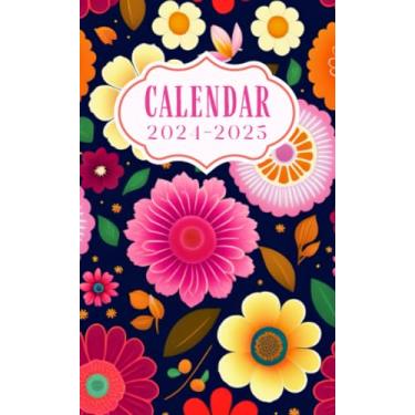 Imagem de Pocket Calendar 2024-2025 for Purse: Small Size Monthly Pocket Planner for Purse | 2 year 2024-2025 | Model21 - Floral Botanical Soft Cover Flowers ... | Important Dates | Password Keeper | Notes