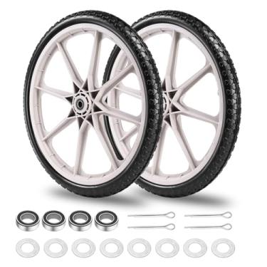 Imagem de Pneu e roda plana de 50,8 cm com rolamento de 0,9 cm e 5/20.3 cm, rodas de substituição para carrinho de mão Rubbermaid, carrinhos de gramado, carrinhos utilitários de roda grande e carrinho de jardim