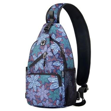 Imagem de Javolto Bolsa transversal transversal, bolsa de ombro transversal multiuso para homens e mulheres, bolsa de peito, viagem, caminhada, mochila, Folhagem, Small, Esportiva