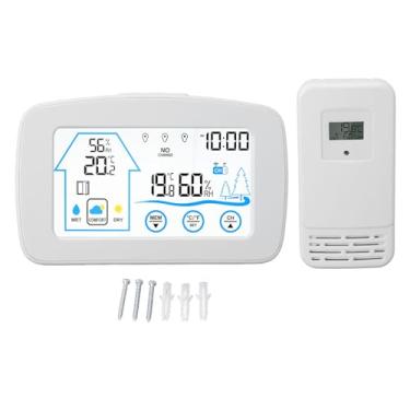 Imagem de Termômetro Higrômetro Digital, Botão Touchscreen Com Luz de Fundo, Estação Meteorológica, Medidor de Monitor de Temperatura e Umidade para Ambientes Internos e Externos (WHITE)