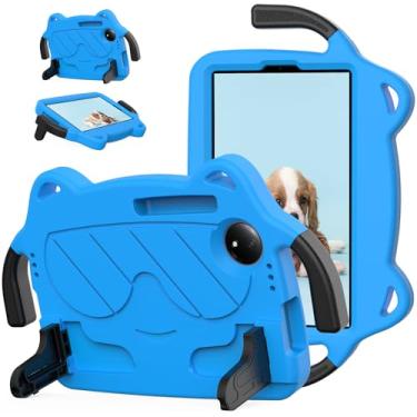 Imagem de SharkProten Capa infantil para Xiaomi Redmi Pad SE 22.1 cm 2024/TCL Tab 8 (2ª geração) 2024, capa para tablet leve EVA + PC adequada para crianças com alça de ombro, azul celeste + preto