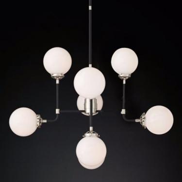 Imagem de BFBHZY Lustre Sputnik de 8 luzes, luz pendente ajustável moderna preta industrial vintage luminária de teto para cozinha, sala de estar, sala de jantar