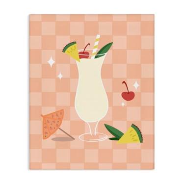 Imagem de Stupell Industries Pina Colada em tela quadriculada design de parede por Anna Quach, 40,6 x 50,8 cm