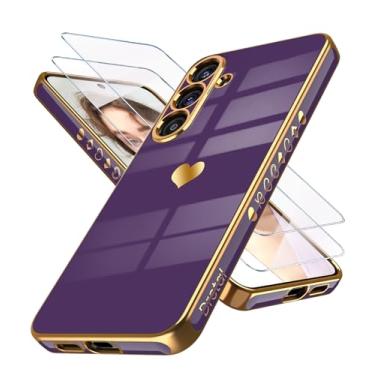 Imagem de Dretal Capa para Samsung Galaxy 25+ Plus 5G com protetor de tela, capa de telefone à prova de choque à prova de choque para Galaxy 25+ (roxo escuro)