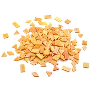 Imagem de Opções multicoloridas, Lanyani 200 peças de mosaico de vidro para artesanato, 4 formas de azulejos de vidro coloridos mistos Tiffany peças de vitral para mosaico, laranja abóbora