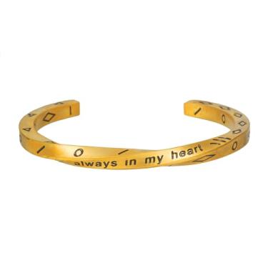 Imagem de RINTOLER Pulseiras de prata retrô para homens e mulheres - Bracelete Viking Always In My Heart banhado a ouro 18 quilates, adjustable, Aço inoxidável, Zircônia cúbica