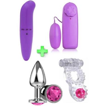 Imagem de Vibrador liso bullet com vibração plug p anel peniano 4 pçs - SEXYTOYS