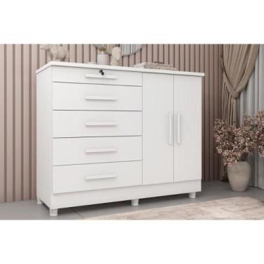 Imagem de Cômoda de Quarto Istambul 2 Portas e 5 Gavetas Neve - Tcil Móveis