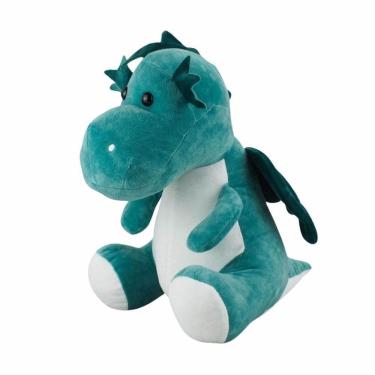 Imagem de Dragão Verde Aquático Sentado 34cm Pelúcia