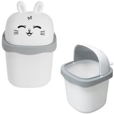 Imagem de Lixeira de Mesa Porta Treco Com Tampa Fofinha 1,5L Keita, Branco