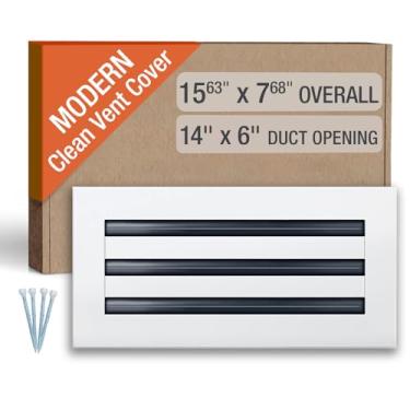 Imagem de FA-STAR 14 x 6 Clean Modern AC Vent Cover - Saída de ar branca decorativa - Difusor de slot linear padrão, vários modos de fluxo de ar - Grade de registro para teto, paredes e pisos - Todo em alumínio