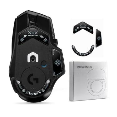 Imagem de yiodelu Patins de mouse duráveis e finos de vidro temperado para Logitech G502 X Plus e G502 X Lightspeed Mouse sem fio para jogos pés de superfície de vidro ultra suave (padrão de corrente)