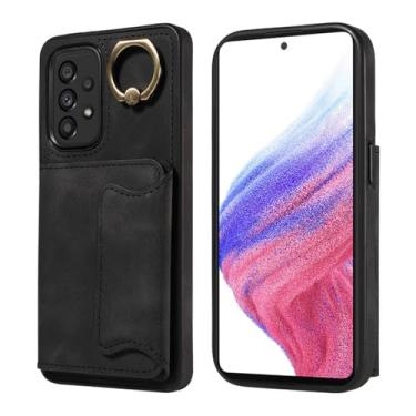 Imagem de Capa de couro para carteira Ring Hoder Card Solt para Samsung Galaxy S23 Ultra S22 Plus A54 a14 A24 A34 A54 A53 A23 Kickstand Phone Case, preta, para Galaxy A13 (A13 5G)