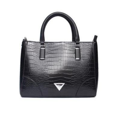 Imagem de Bolsa Feminina Rafitthy Transversal Média Detalhe Croco Preto-Feminino