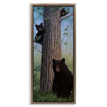 Imagem de Stupell Industries Arte de parede em tela emoldurada Mama Bear & Cubs Brown Floater por Valerie Rogers, 28 x 63 cm