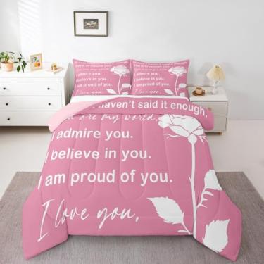 Imagem de Erosebridal Conjunto de edredom romântico Queen para ela, conjunto de cama de aniversário, presente de Natal para namorada, esposa e mulheres, presentes de dia dos namorados, casamento, 3 peças