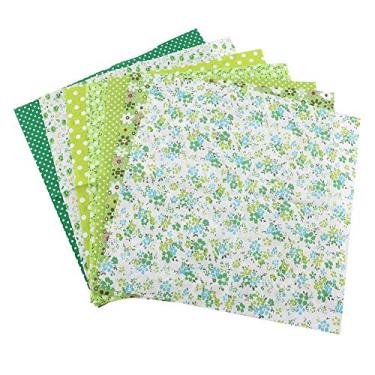 Imagem de GRCFUMO 7PCS Tecido de acolchoado de algodão, Kit de cama pré -corte de quadrados DIY, pacote de tecido artesanal para retalhos de retalhos de costura diy (Série verde)