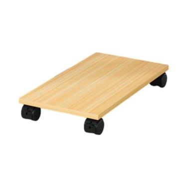 Imagem de Suporte para CPU Suporte de CPU móvel, suporte de chão de torre de PC de madeira com 4 rodas, carrinho de PC sob a mesa Suporte para CPU(Natural)