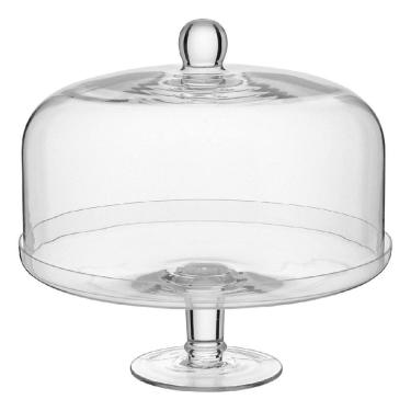 Imagem de Prato Bolo Boleira Com Pé 26x27x27cm Vidro Com Tampa