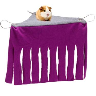 Imagem de Esconderijo florestal de lã de canto para porquinhos-da-índia, furões, chinchilas, ouriços, coelhos anões e outros animais de estimação pequenos - acessórios e brinquedos (roxo)