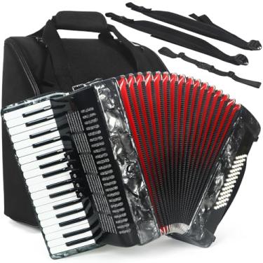 Imagem de Acordeão, 34 teclas 60 teclado baixo acordeão educacional para adultos iniciantes e estudantes profissionais (cinza)