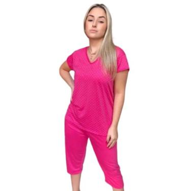 Imagem de Pijama Feminino Pescador Adulto Estampa Poá, roupa de dormir confortáv