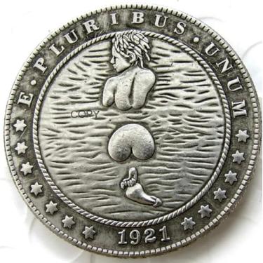 Imagem de Copy 1921 U.S Hobo Morgan Coin Nude Naked Woman Swimming Skinny Dipping Swim Butt Back Feet River Lake Float Ocean Beach Silver Plated Replica Commemorative