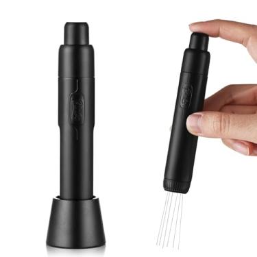 Imagem de Ferramenta de distribuição de café expresso WDT - Agitador magnético de café expresso com agulhas retráteis de aço inoxidável, agitador de distribuição de agulha de café para barista (preto)