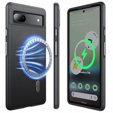 Imagem de NJROW Capa magnética forte para Google Pixel 6a compatível com MagSafe [2024 atualizado] [camada dupla resistente] [à prova de choque militar] capa robusta para celular Google Pixel 6a fina, preta
