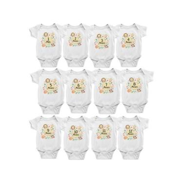 Imagem de Kit 12 Body bodies bores bori Mesversário Safari Branca - Del France, 