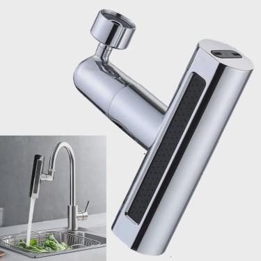 Imagem de Extensor Torneira Cozinha 4 Modos Arejador Adaptador Pia Cascata Gira 360º Agua Alta Pressao Ajustavel Giratorio Anti Respingos Limpeza Bica Casa