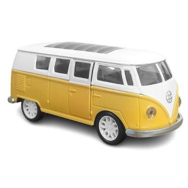 Imagem de Carrinho em Miniatura Perua Kombi Amarela de Ferro Realista 1:32 - Bar